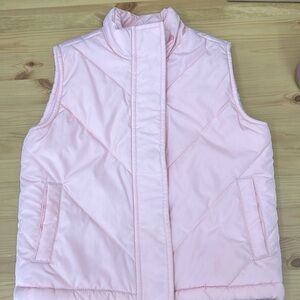 Glacier’s Edge Girls Puffer Vest Sz M (5-6) Pink Fleece-lined Zip/Snap Front EUC